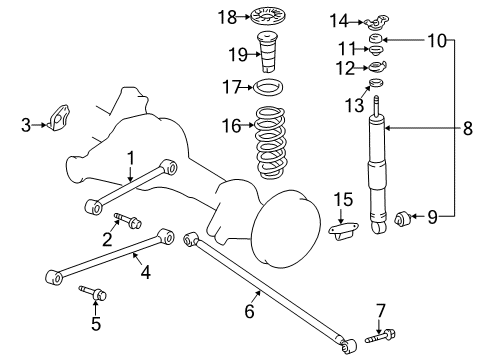 1999 Lexus LX470 Rear Suspension Components, Lower Control Arm, Upper Control Arm, Ride Control, Stabilizer Bar ABSORBER Assembly, Shock Diagram for 48530-69106