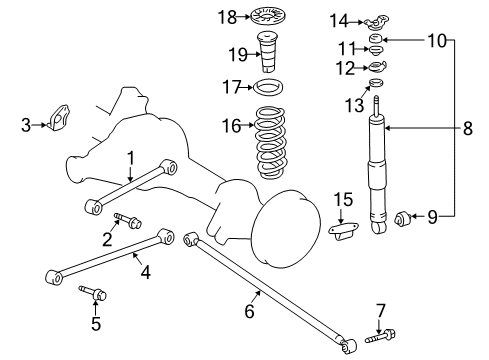 2001 Lexus LX470 Rear Suspension Components, Lower Control Arm, Upper Control Arm, Ride Control, Stabilizer Bar Rod Assy, Rear Lateral Control Diagram for 48740-60080