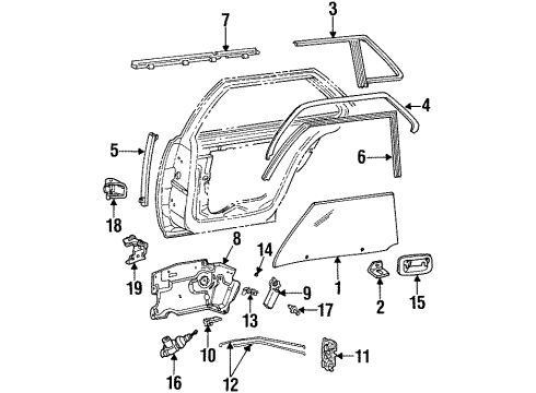 1996 Cadillac Seville Front Door Hinge Asm-Rear Side Door Upper Diagram for 3533092