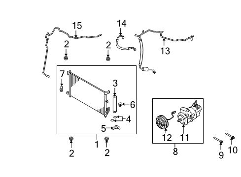 Diagram for 2009 Nissan Versa A/C Condenser, Compressor & Lines 