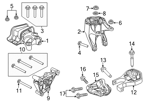 2015 Ram ProMaster 1500 Engine & Trans Mounting Bolt-HEXAGON FLANGE Head Diagram for 6104227AA