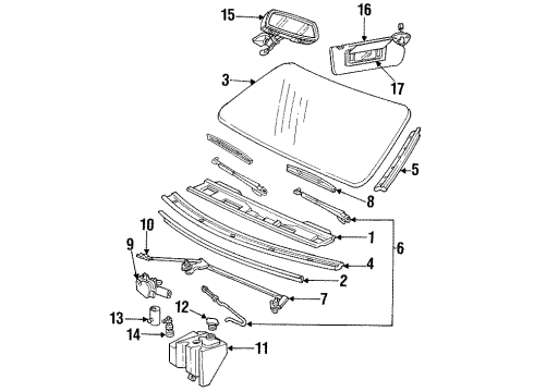1993 Chevrolet Caprice Windshield Glass, Wiper & Washer Components Arm Asm-Windshield Wiper Diagram for 22155062