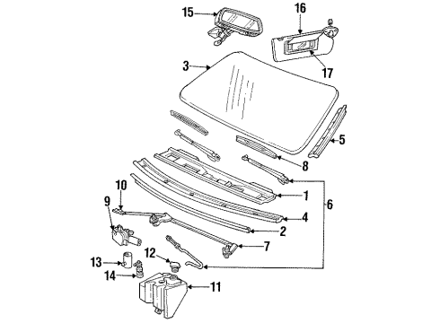 1995 Chevrolet Caprice Windshield Glass, Wiper & Washer Components Container, Windshield Washer Solvent Diagram for 22144136