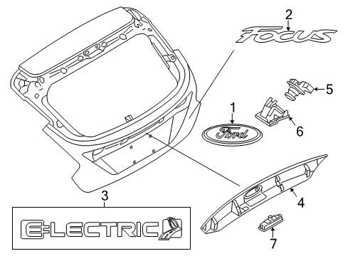 2017 Ford Focus Lane Departure Warning Nameplate Diagram for CM5Z-5842528-E