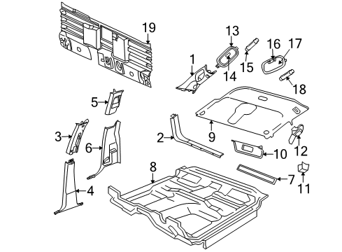 2007 Mitsubishi Raider Interior Trim - Cab Panel-A Pillar Diagram for 5JJ89BD1AA