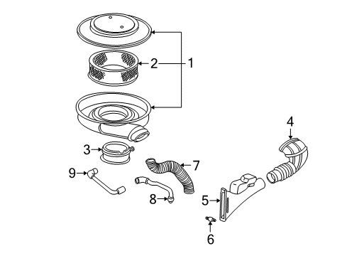 1994 GMC Sonoma Heated Air Intake Element, Air Cleaner Diagram for 25098766