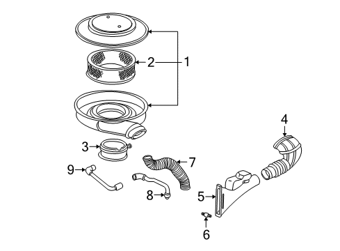 1994 GMC Sonoma Heated Air Intake Duct Asm-Rear Air Intake Diagram for 15672825