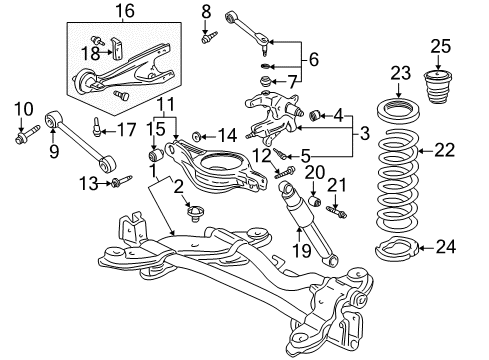 2000 Honda Odyssey Suspension Components, Lower Control Arm, Upper Control Arm, Stabilizer Bar Rubber, Front Spring Mounting Diagram for 51402-S0X-A01