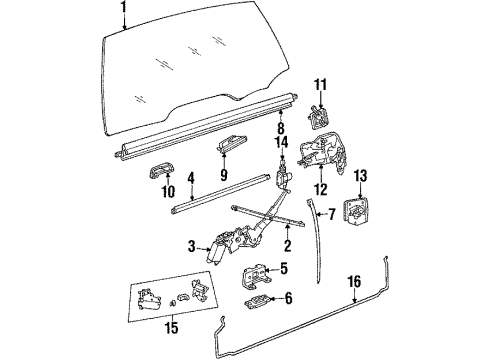 1985 Buick Electra Tail Gate - Glass & Hardware Support Asm Tail Gate Diagram for 1719357