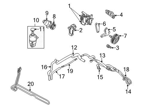 2004 Dodge Stratus P/S Pump & Hoses, Steering Gear & Linkage Power Steering Pump Diagram for MN101150