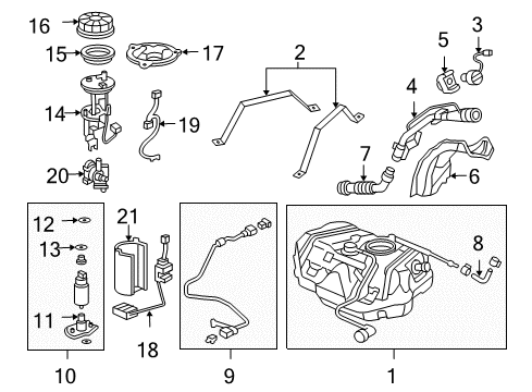 2005 Honda Accord Fuel System Components Nut & Gasket Set, Fuel Lock (Yachiyo) Diagram for 17046-SDA-A00