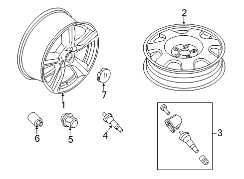 2018 Ford Mustang Wheels & Trim Wheel, Alloy Diagram for FR3Z-1007-Z