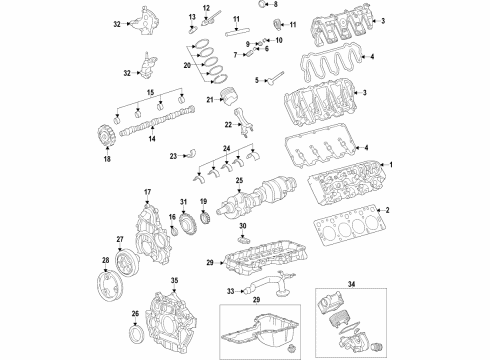 2020 Chevrolet Silverado 2500 HD Engine Parts, Mounts, Cylinder Head & Valves, Camshaft & Timing, Oil Pan, Oil Pump, Crankshaft & Bearings, Pistons, Rings & Bearings, Variable Valve Timing Front Mount Diagram for 84070091