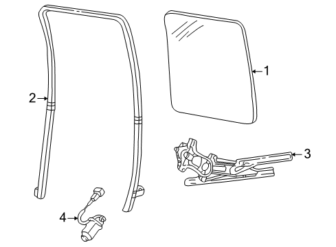 2005 Ford Excursion Front Door Door Glass Diagram for YC3Z-7825713-AA