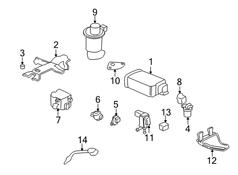 2003 Acura CL Emission Components Valve Assembly, Purge Control Solenoid Diagram for 36160-P8E-A51