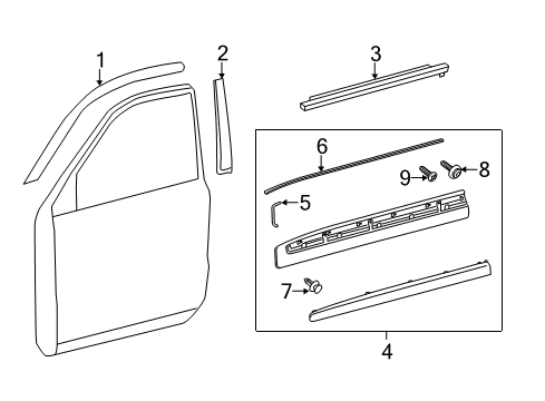 2021 Toyota Land Cruiser Exterior Trim - Front Door Body Side Molding Diagram for 75071-60140