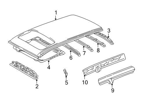 2003 Toyota RAV4 Roof & Components Support Panel Diagram for 63142-42900