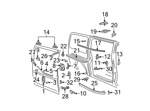 2007 GMC Savana 1500 Door & Components Striker Diagram for 22721425