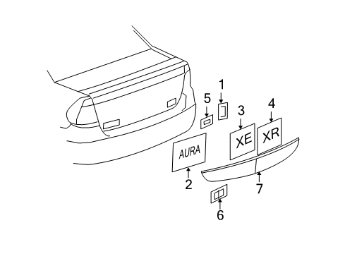 2008 Saturn Aura Exterior Trim - Trunk Lid Rear Compartment Lid Emblem *Prl Brace Chrom Diagram for 25813779