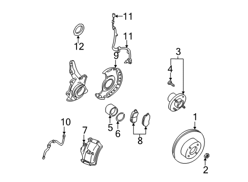2004 Nissan Maxima Brake Components Ring-Snap Diagram for 40214-3Z000