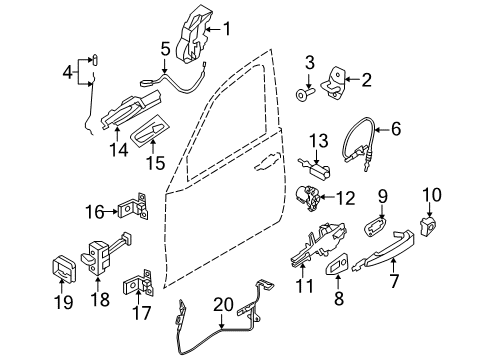 2009 BMW X6 Front Door Code Lock Left Diagram for 51217212873