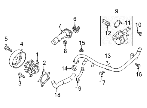 2018 Hyundai Elantra Powertrain Control Gasket-Water Pump Diagram for 25124-2B000