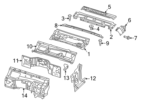 2020 Jeep Wrangler Cowl Panel-Dash Diagram for 68303470AF