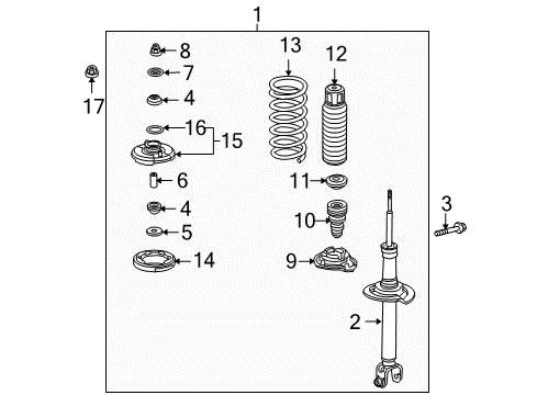 2009 Acura TL Struts & Components - Rear Shock Absorber Unit, Rear Diagram for 52611-TK4-A02