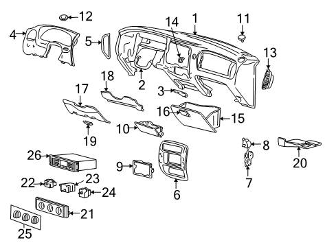 1997 Ford Explorer Automatic Temperature Controls Lower Cover Diagram for XL2Z-7804459-AAC