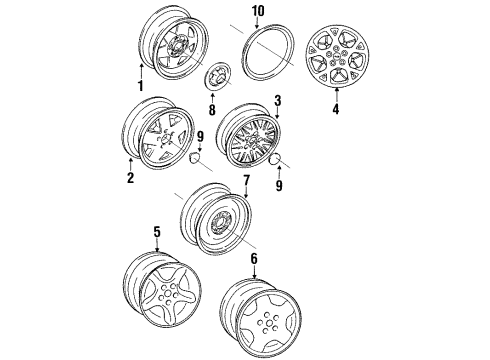 1997 Jeep Grand Cherokee Wheels, Covers & Trim Cap Diagram for 52089010AB