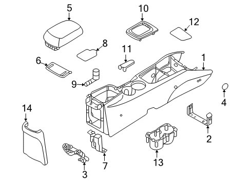2006 Kia Optima Center Console Cup Holder Assembly Diagram for 846202G400J7