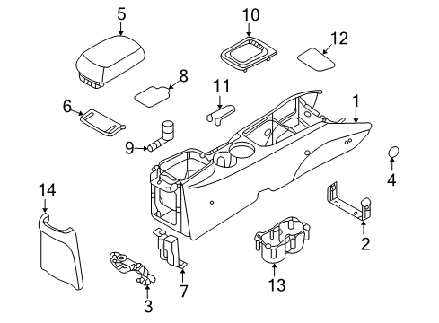 2006 Kia Optima Center Console Cup Holder Assembly Diagram for 846202G400VA