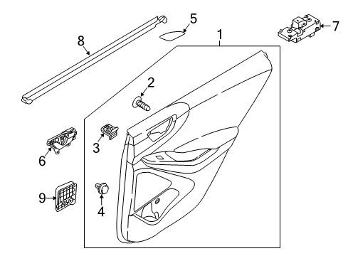 2020 Hyundai Ioniq Front Door Weatherstrip-Rear Door Belt Inside LH Diagram for 83231-G2000