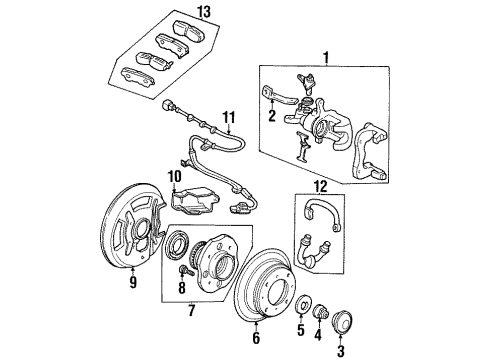 1997 Acura CL Brake Components Front Pad Set Diagram for 45022-SY8-405