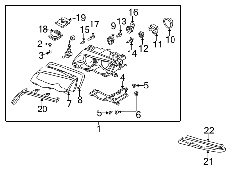 2001 BMW 325xi Bulbs Right Headlight Diagram for 63128377266