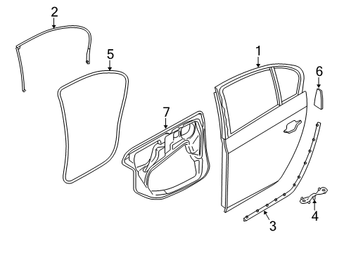 2005 BMW 525i Rear Door Door Weatherstrip, Rear Diagram for 51227033795