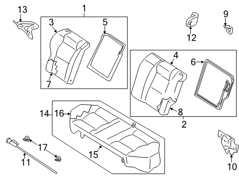 2005 Nissan Sentra Rear Seat Components Hook-Cushion, Rear Seat Diagram for 88304-4Z300