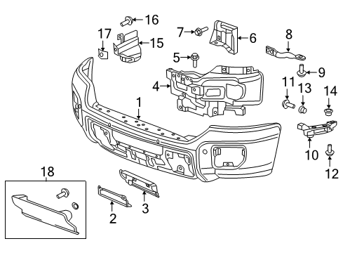 2015 GMC Sierra 3500 HD Front Bumper Bumper Diagram for 23178777