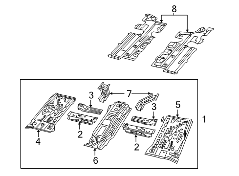 2018 Fiat 500X Pillars, Rocker & Floor - Floor & Rails Frame-Front Floor Diagram for 68408492AA