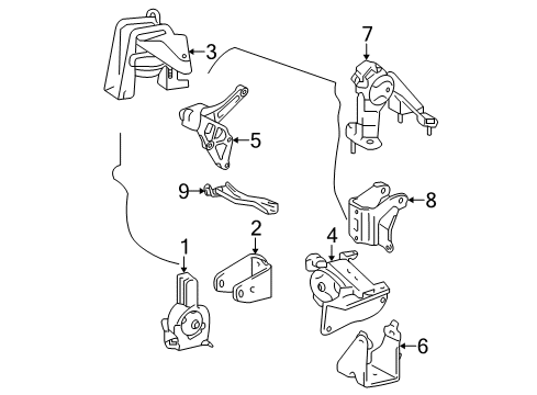 2006 Toyota Corolla Engine & Trans Mounting Side Mount Side Bracket Diagram for 12315-22070