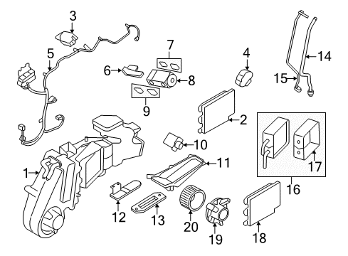 2007 Ford Freestyle Auxiliary Heater & A/C Retainer Diagram for 8F9Z-19A614-A