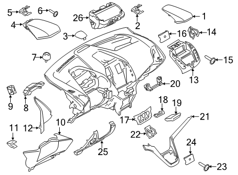 2020 Ford Transit Connect Cluster & Switches, Instrument Panel Top Panel Screw Diagram for -W711656-S303