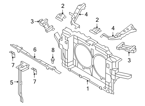 2016 Infiniti QX70 Radiator Support Support-Radiator Core, Side RH Diagram for 62520-1CA0A