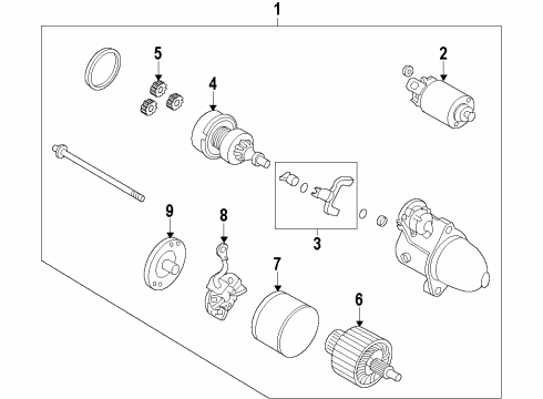 2014 Hyundai Azera Starter Starter Assembly Diagram for 36100-3C221