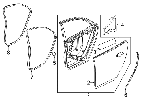 2013 Chevrolet Malibu Rear Door Rear Weatherstrip Diagram for 22871981