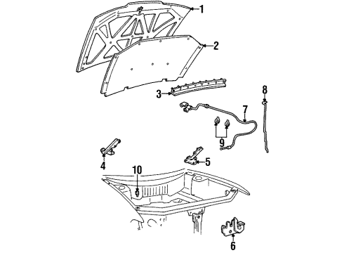 2001 Mercury Villager Hood & Components Hinge Diagram for XF5Z-16796-BA