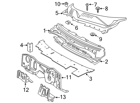 2003 Ford Crown Victoria Cowl Dash Panel Diagram for 3W7Z-5401610-AA