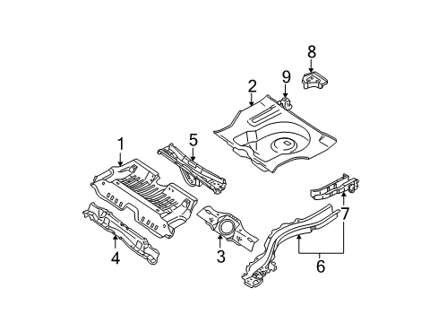 2005 Nissan Sentra Rear Body - Floor & Rails Floor-Rear, Rear Diagram for 74514-4Z030