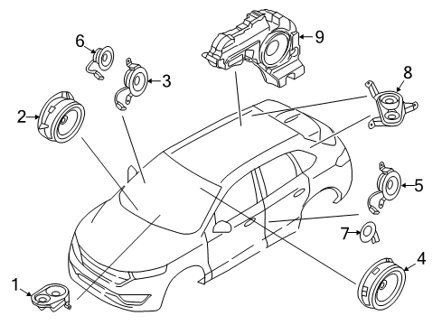 2018 Lincoln MKX Sound System Instrument Panel Speaker Diagram for FA1Z-18808-N