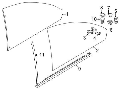 2005 BMW 325Ci Quarter Panel - Glass & Hardware Set Of Fittings For Side Window Diagram for 51377020619